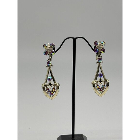 Vintage STAR Necklace & Earrings Set, Gold-Tone, w/Aurora Borealis Rhinestones-- - Picture 14 of 15